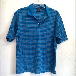 DOCKERS Golf Blue Collared Polo Mens Shirt Striped
